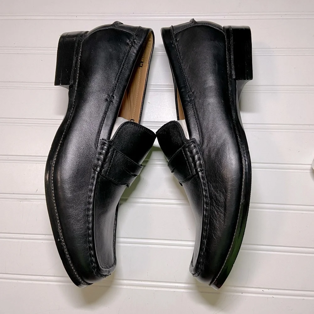 Abeo Bio Mens Size 11.5 Black Slip On Leather Loafers New W/O Box - Picture 2 of 5